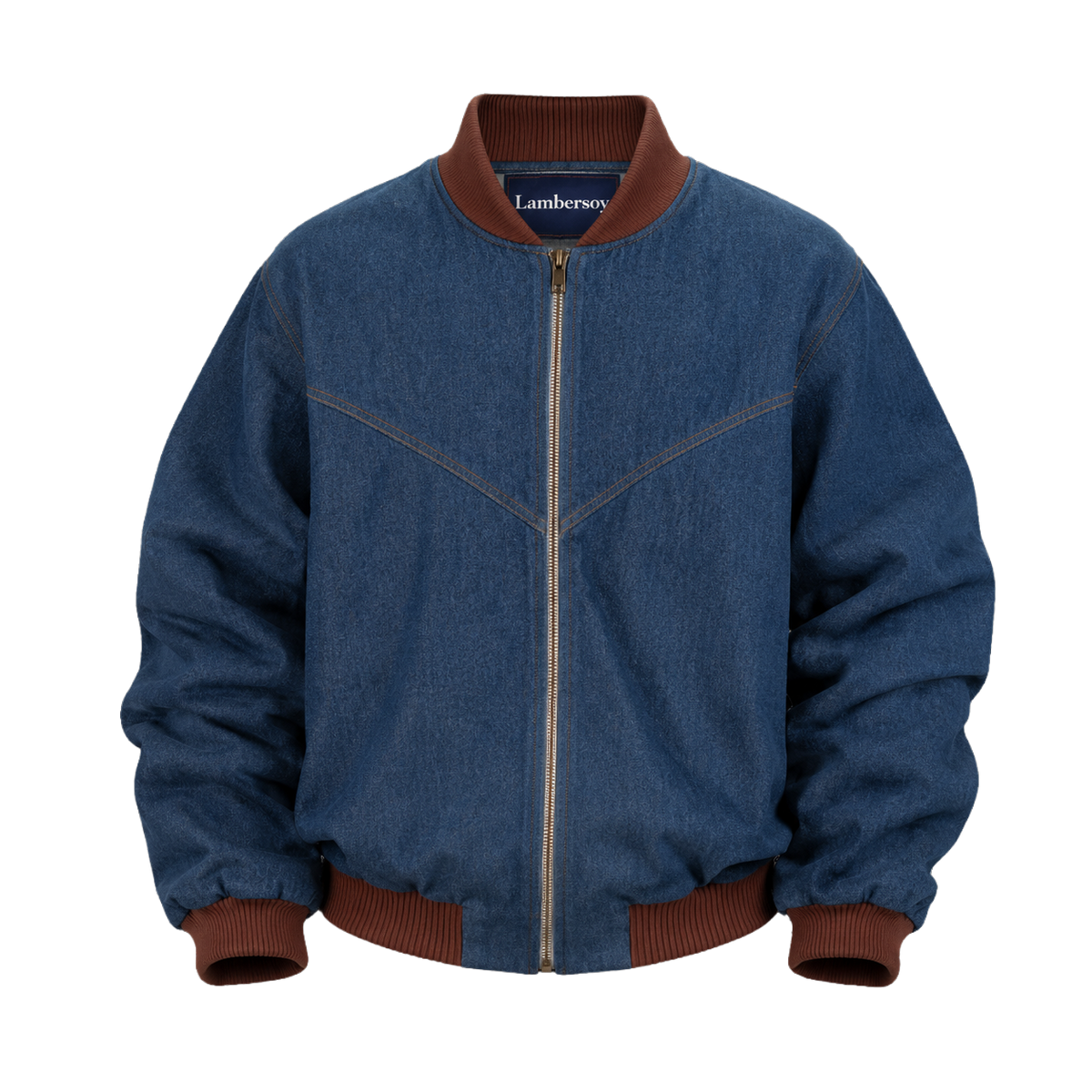 Denim brown collar Bomber Jacket