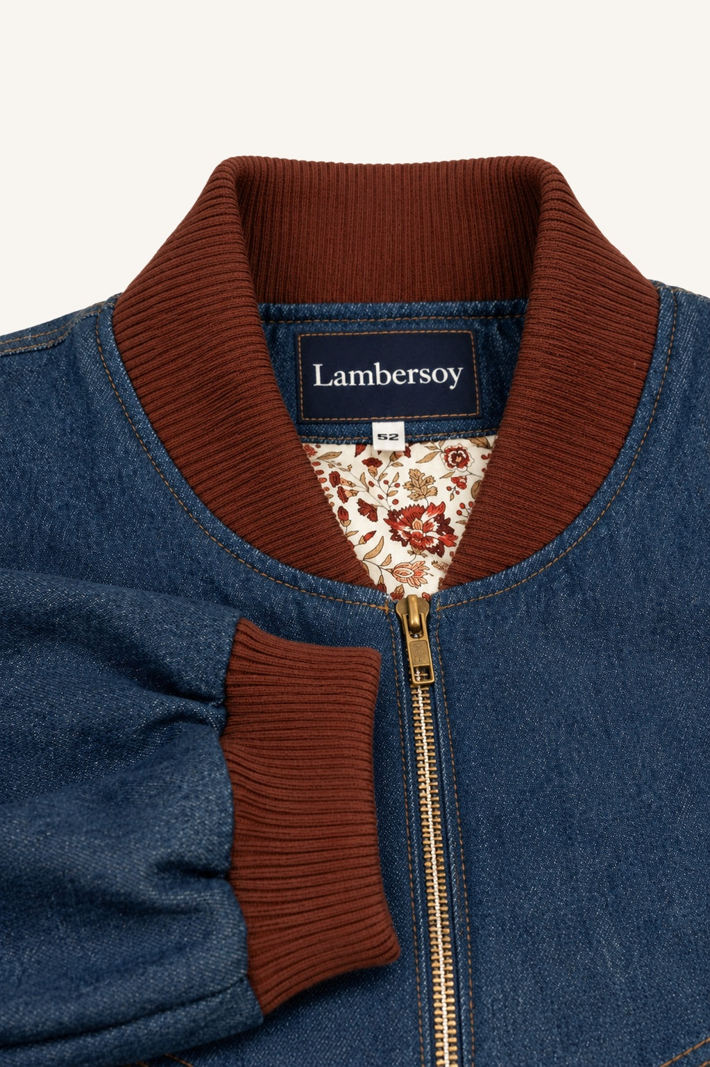 Denim brown collar Bomber Jacket