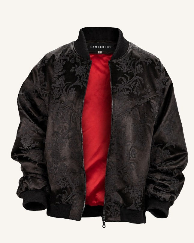 Black Silk Bomber Jacket