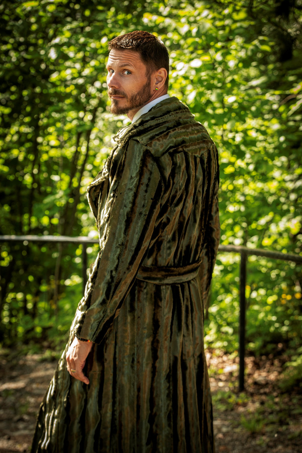 Green fur coat