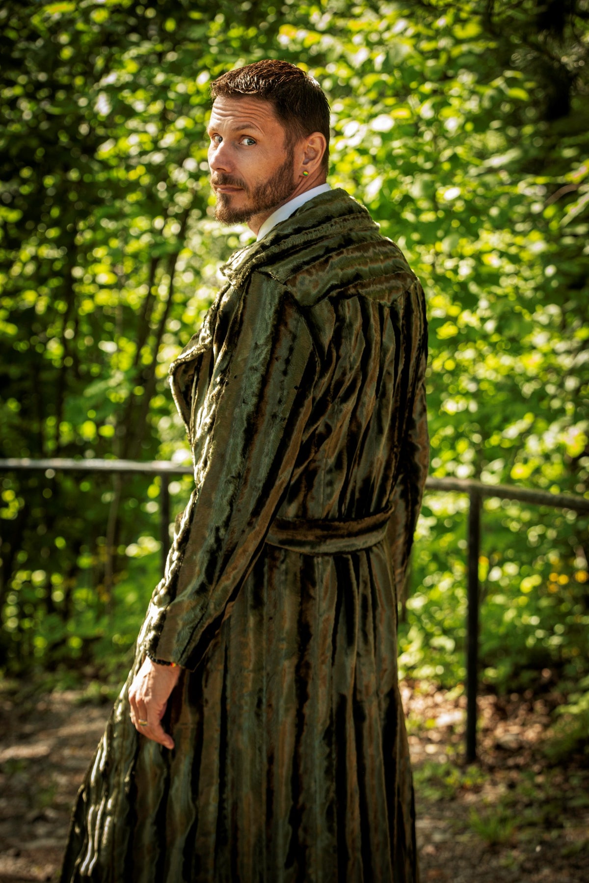 Green fur coat
