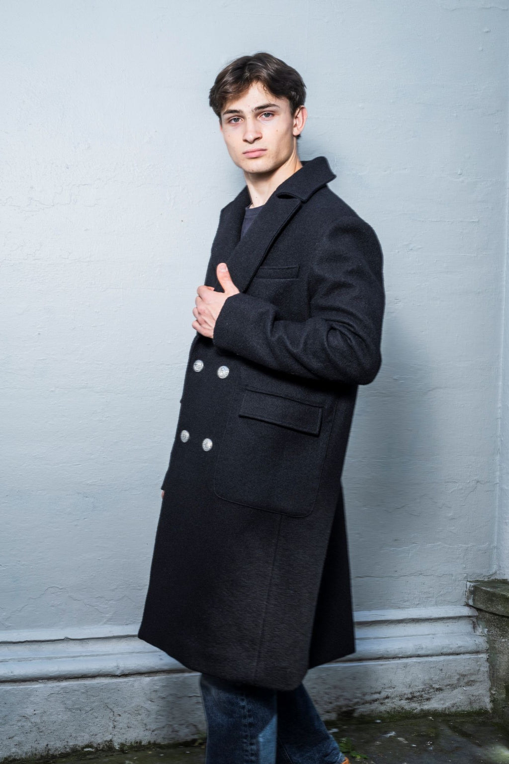 Mens black woal coat