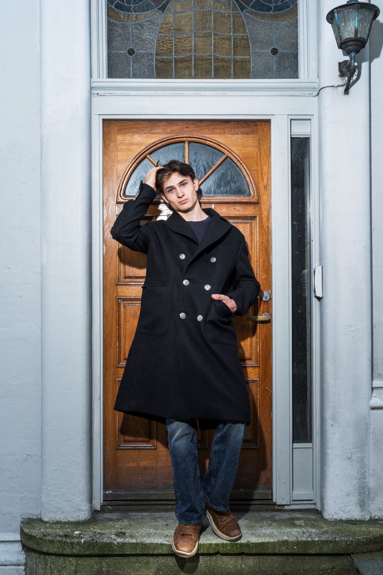 Mens black woal coat