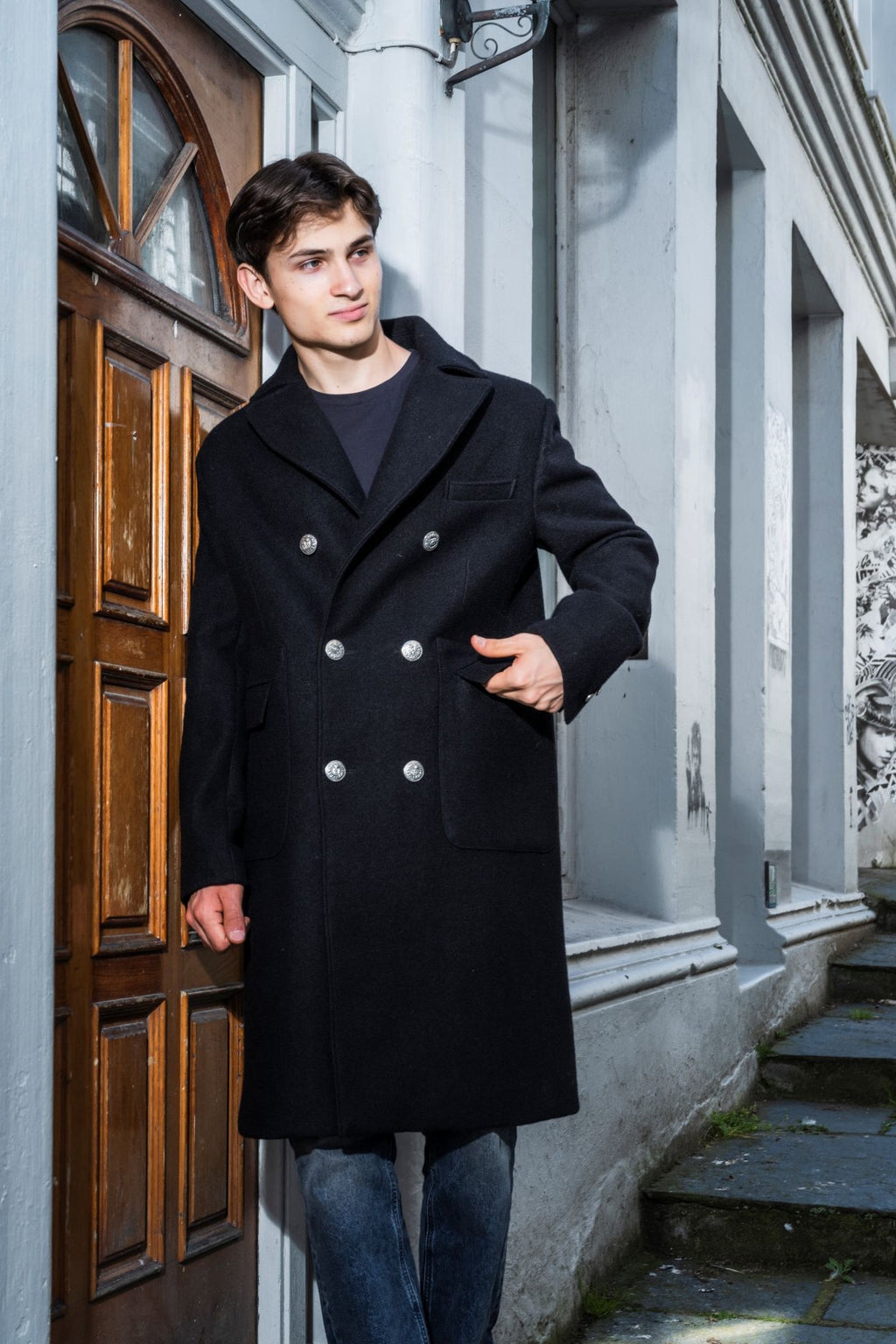 Mens black woal coat