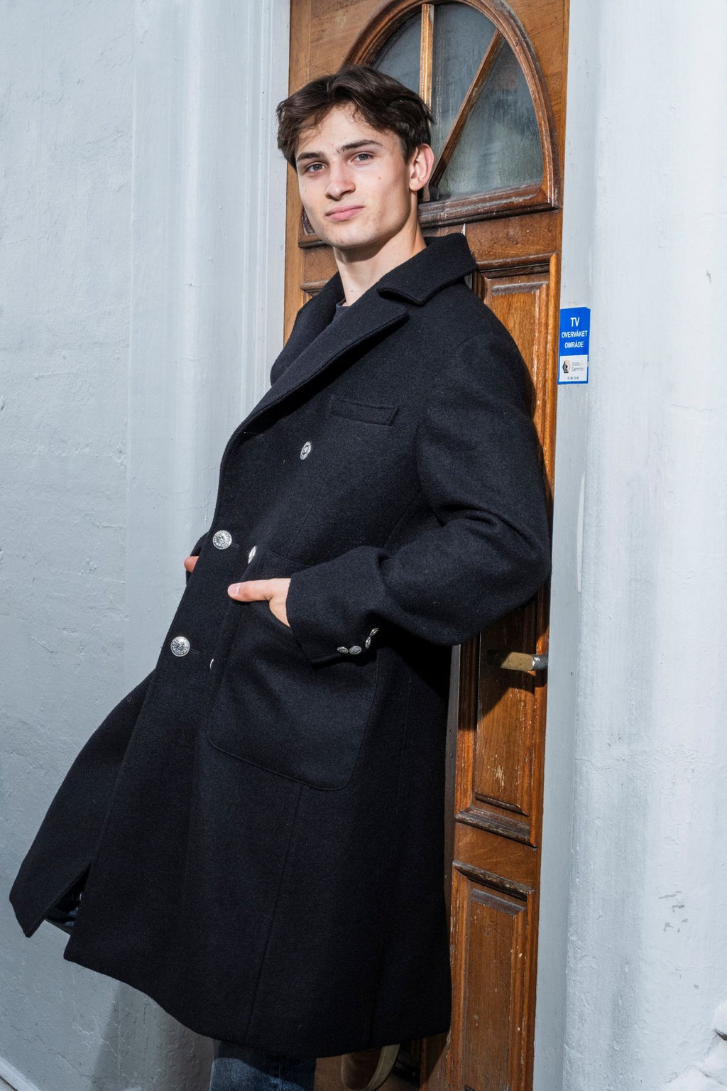Mens black woal coat