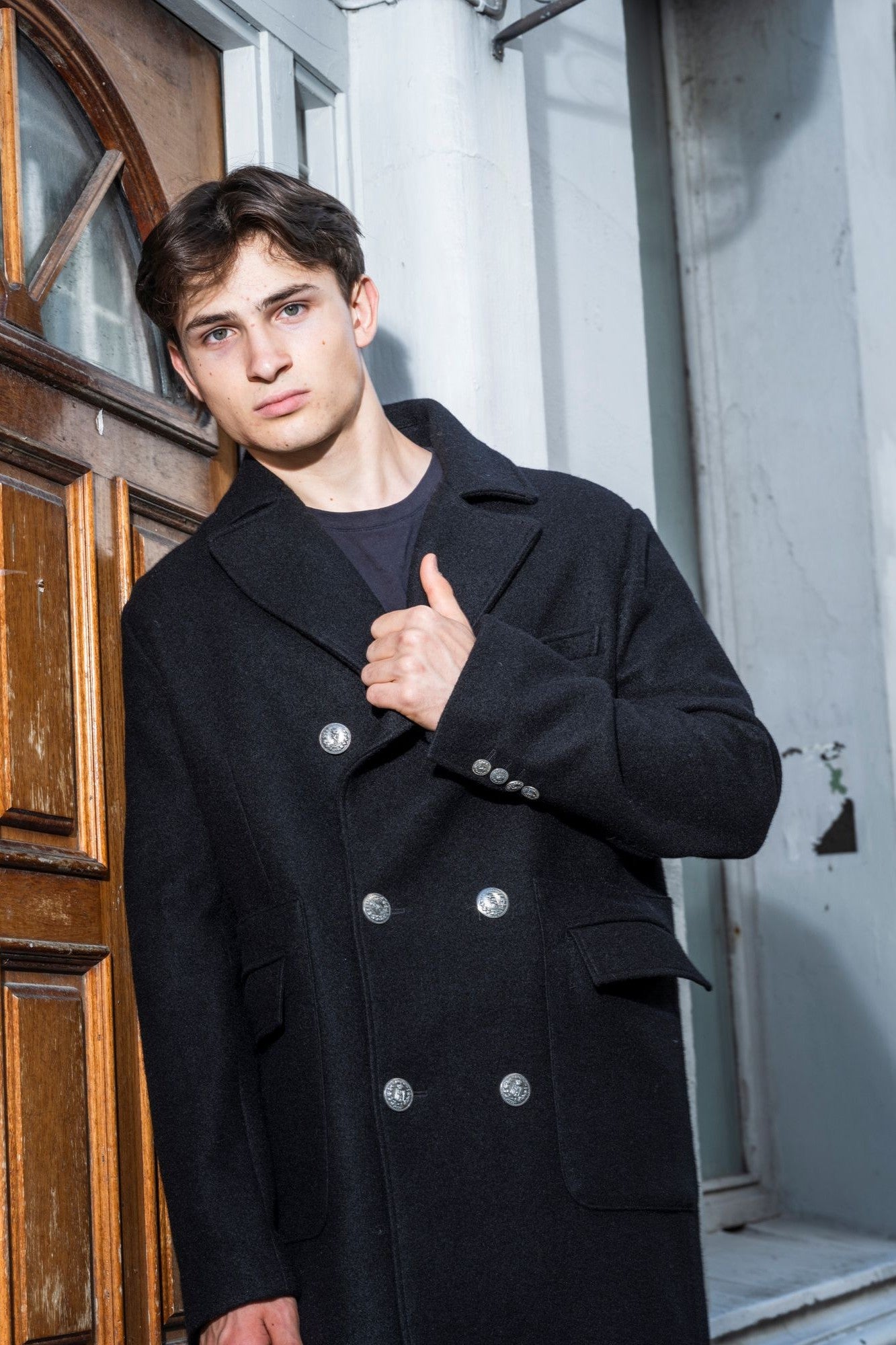 Mens black woal coat