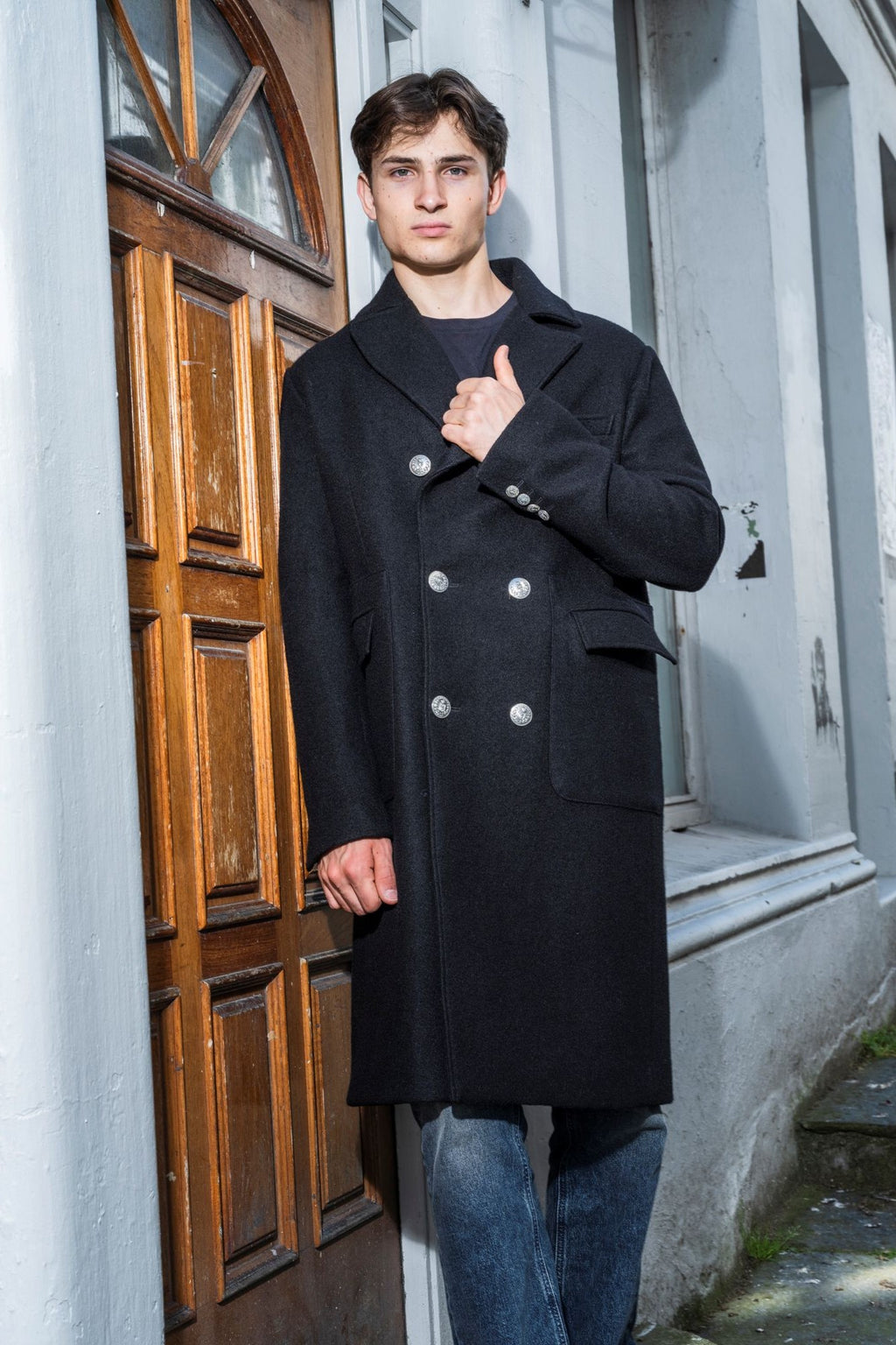 Mens black woal coat