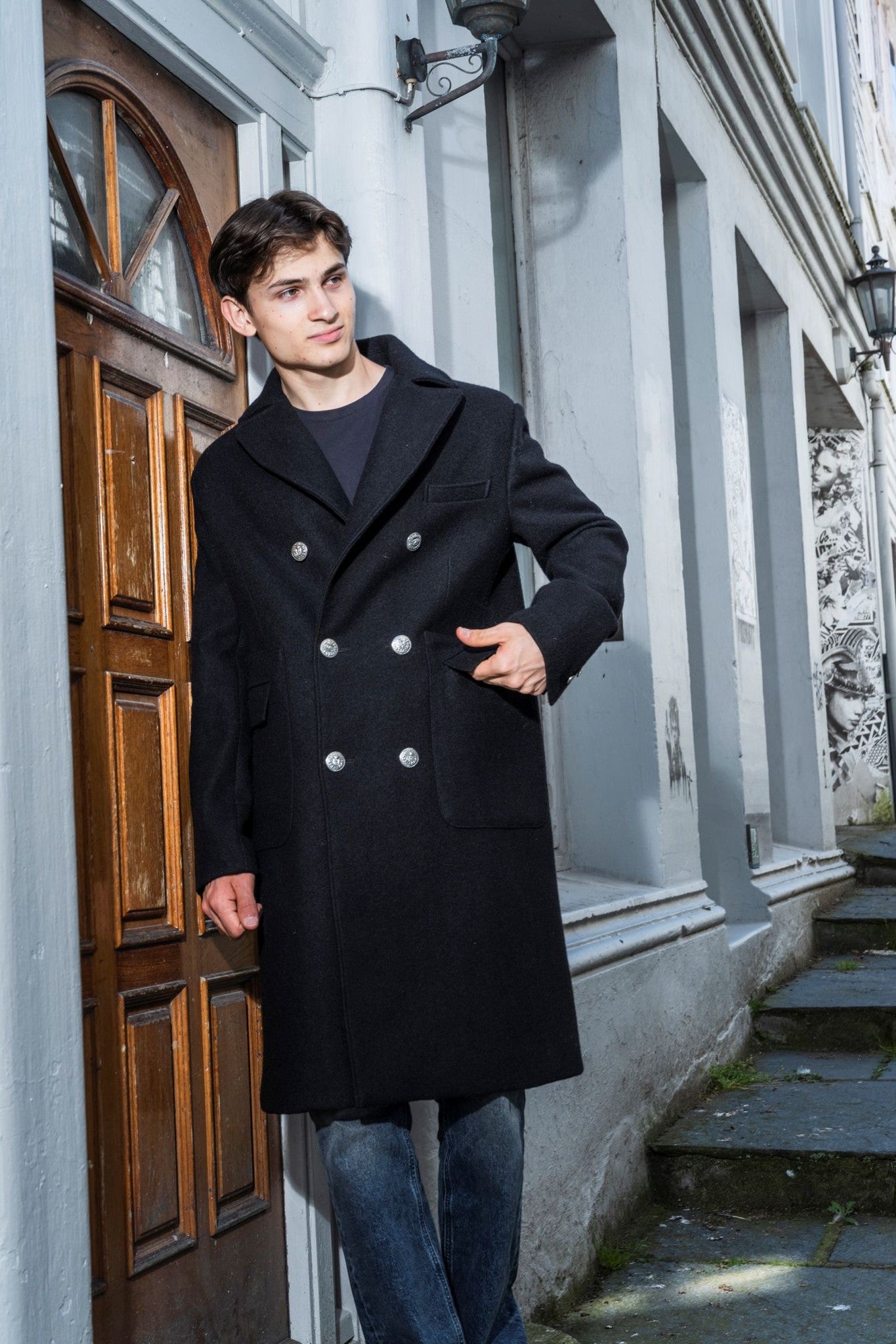 Mens black woal coat
