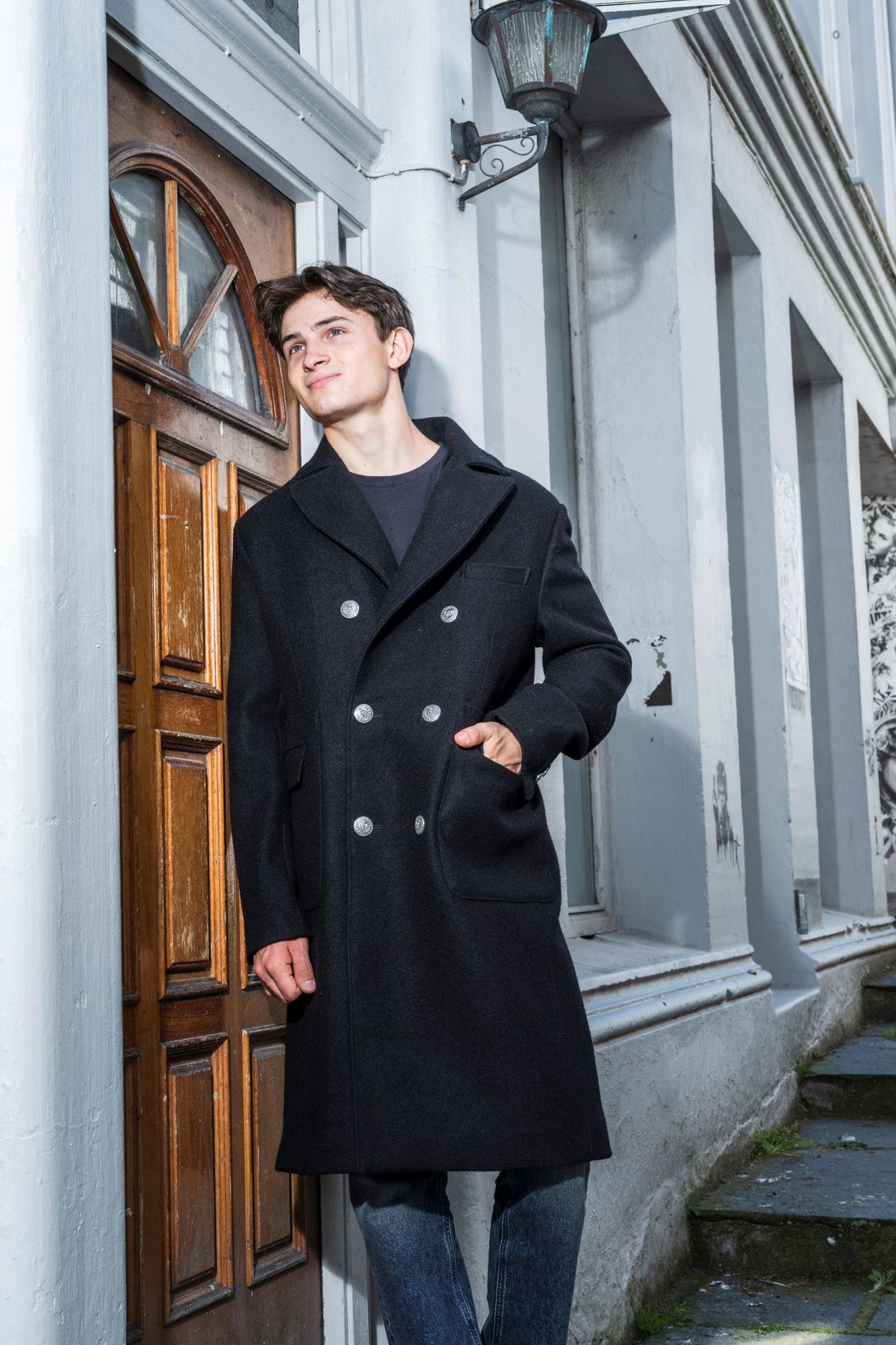 Mens black woal coat