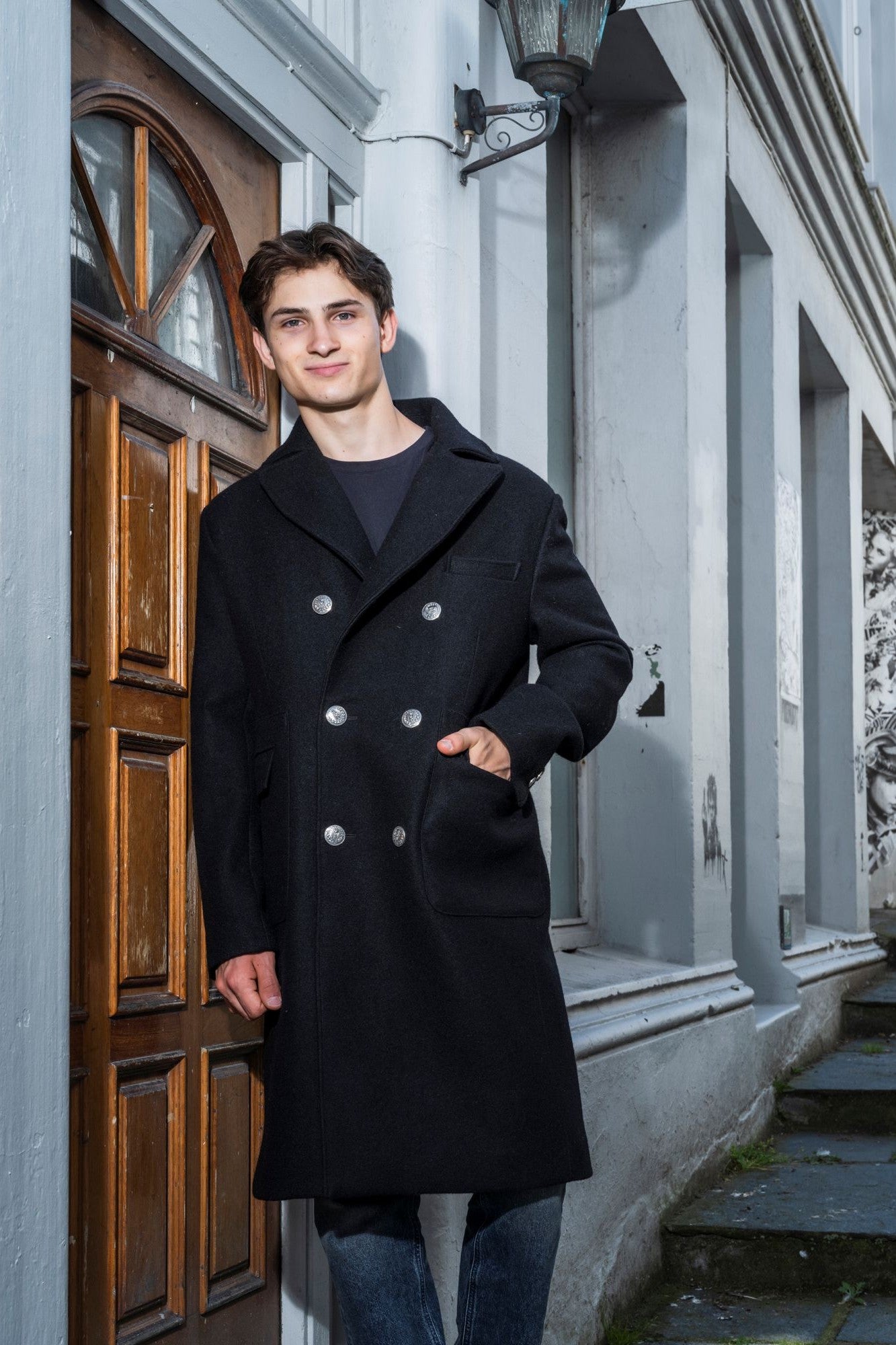 Mens black woal coat