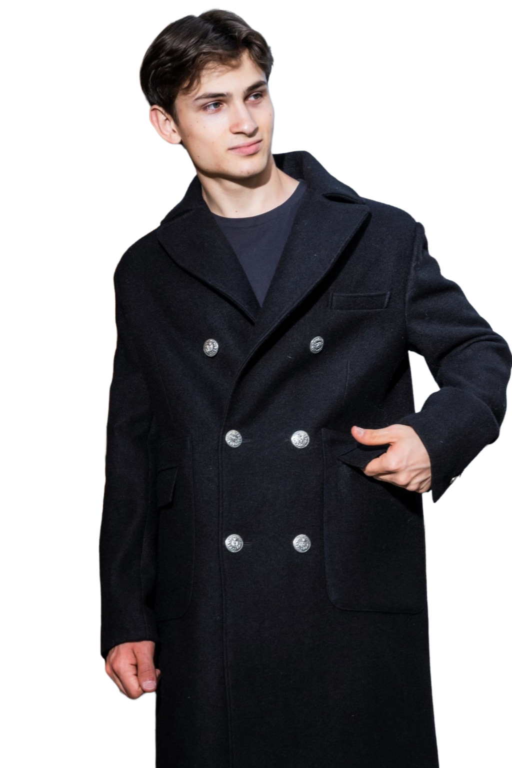 Mens black wool coat