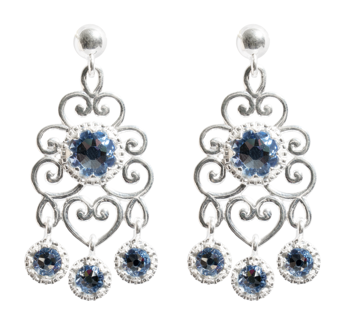 Crystal Drop Earrings - Blue