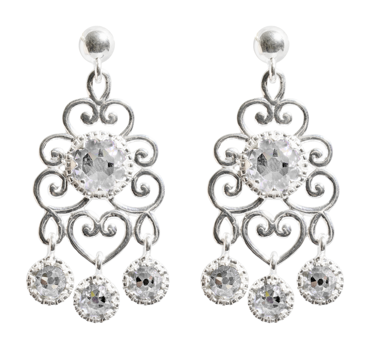 Crystal Drop Earrings - White