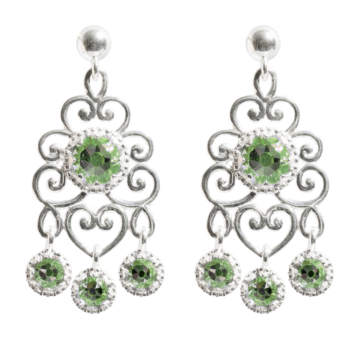 Crystal Drop Earrings - Green