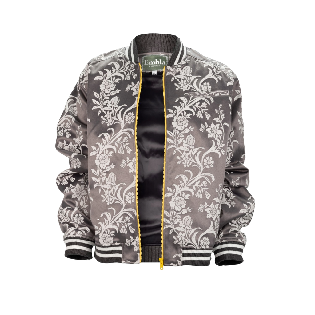 Silver Silk Bomber Jacket