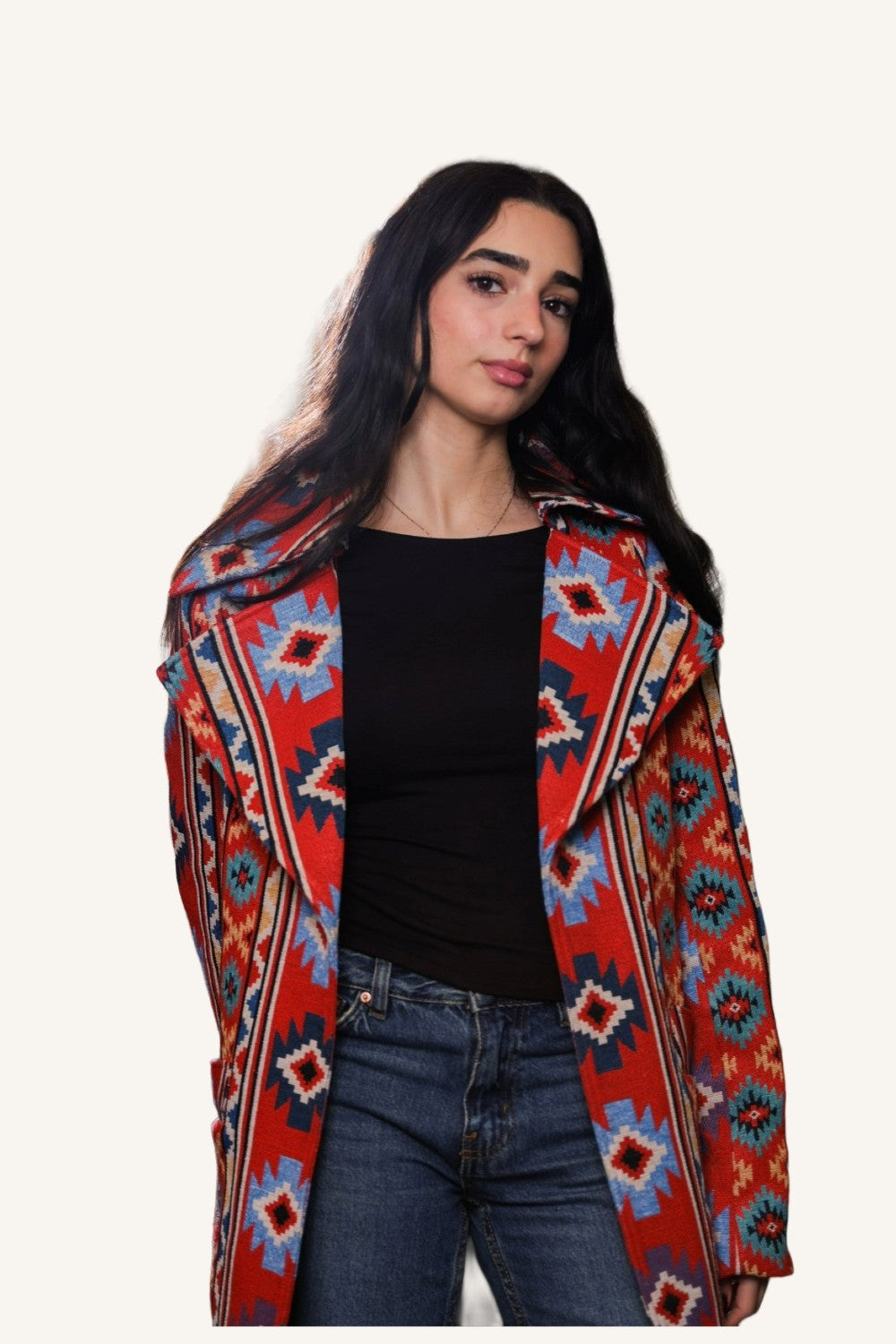 Womans red wool coat