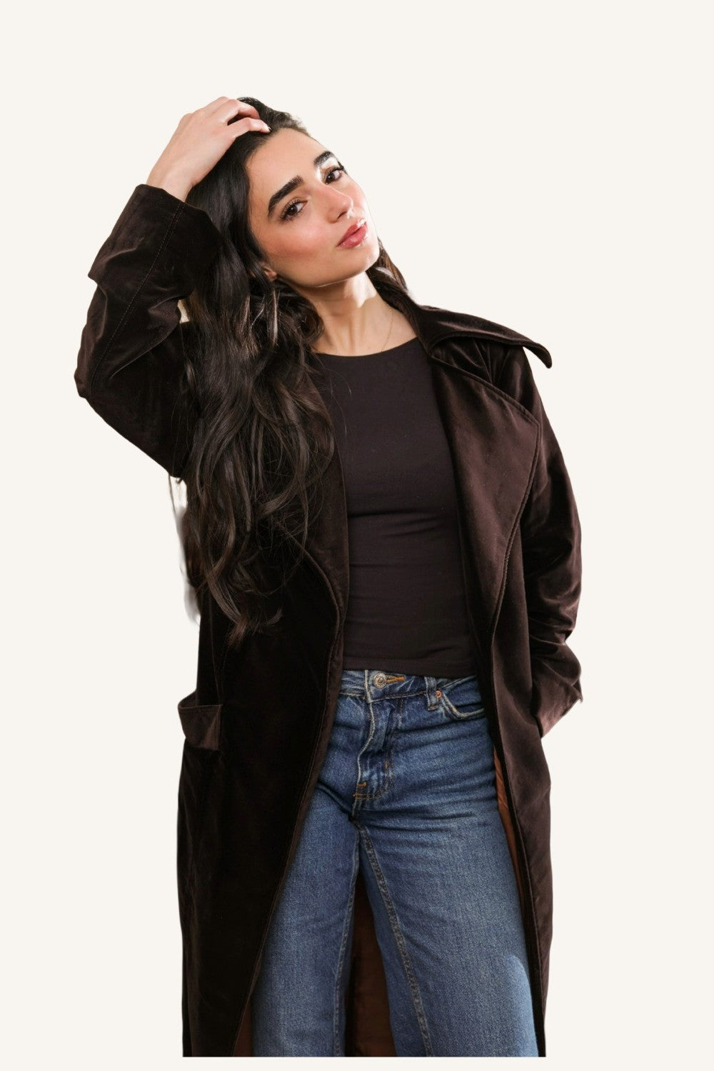 Womens brown velvet coat