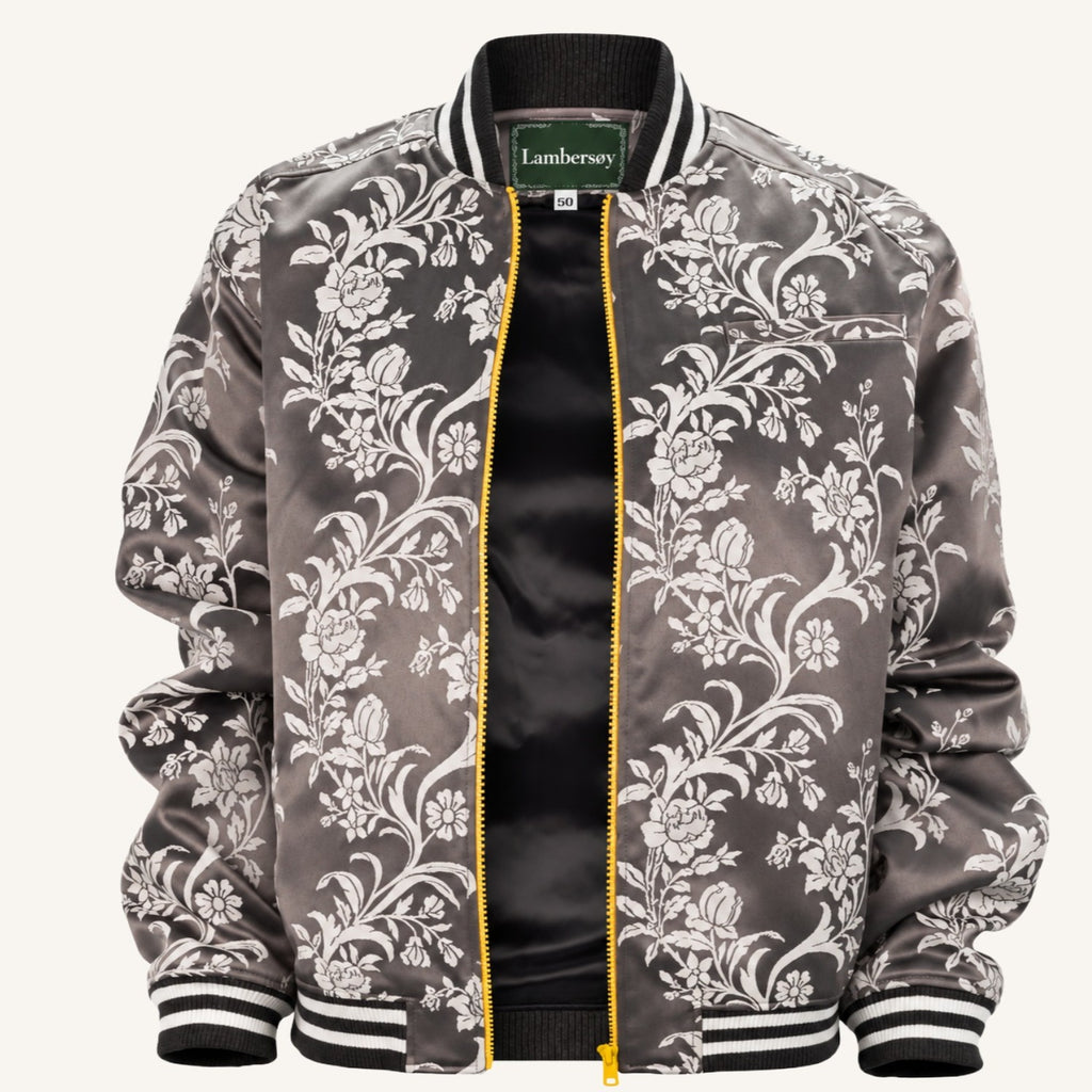 Silver Silk Bomber Jacket