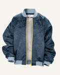 Blue Silk Bomber Jacket