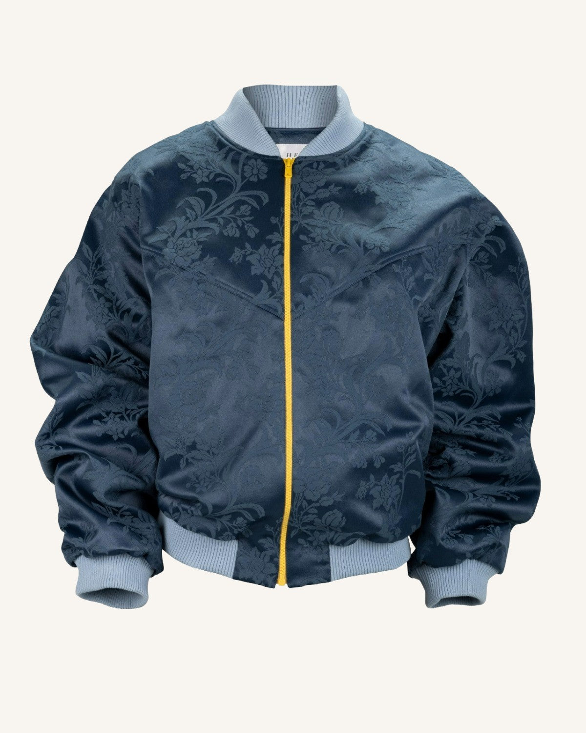 Blue Silk Bomber Jacket