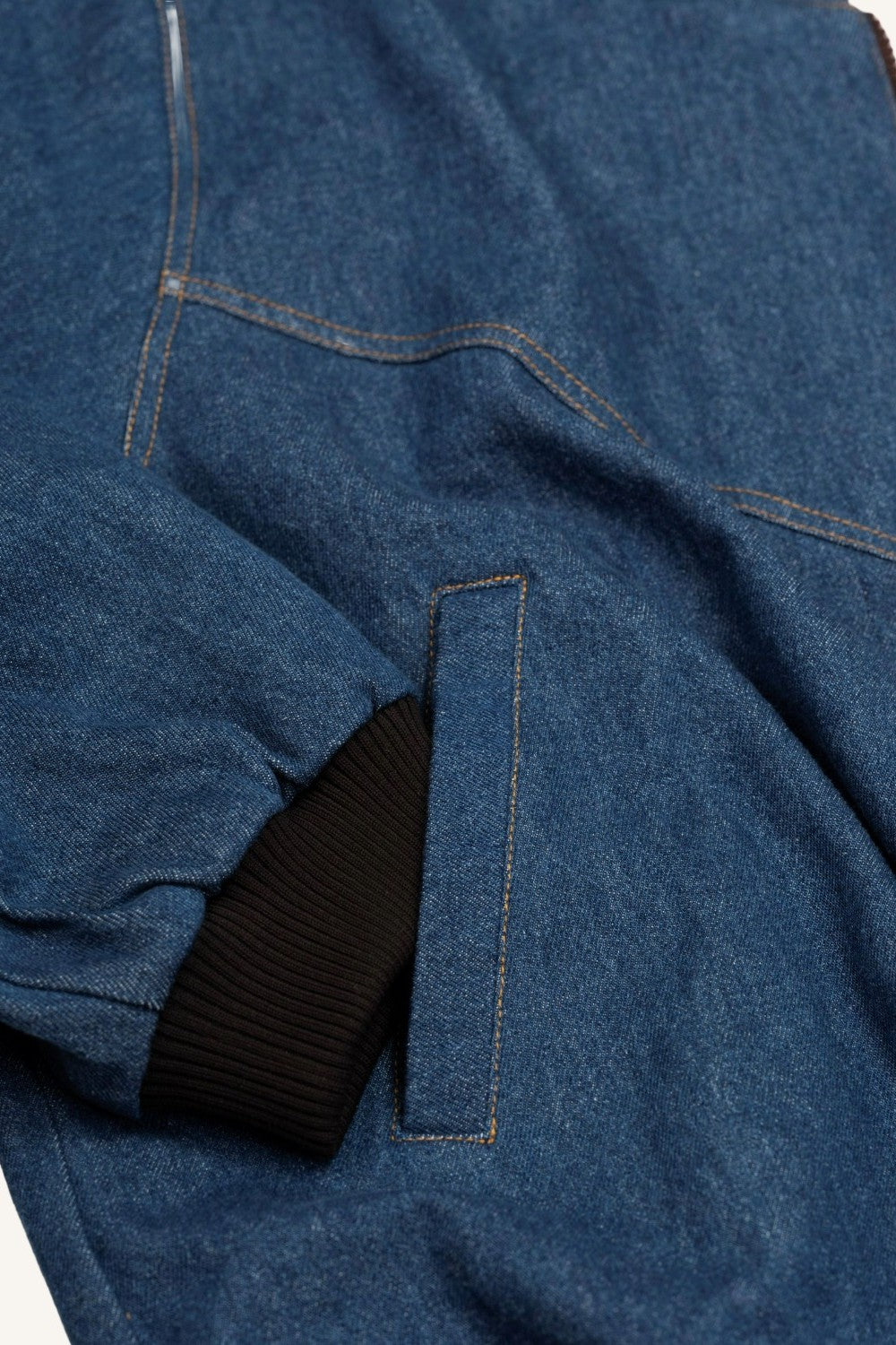 Denim black collar Bomber Jacket