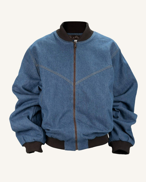 Denim black collar Bomber Jacket