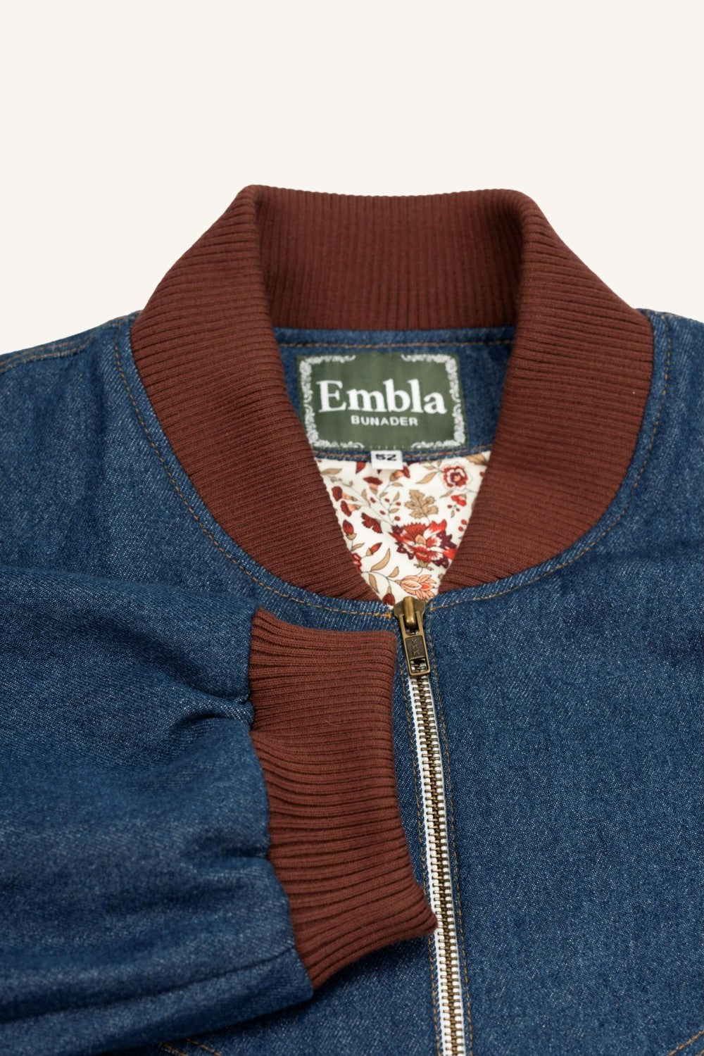 Denim brown collar Bomber Jacket