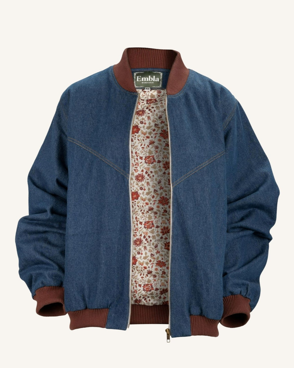 Denim brown collar Bomber Jacket