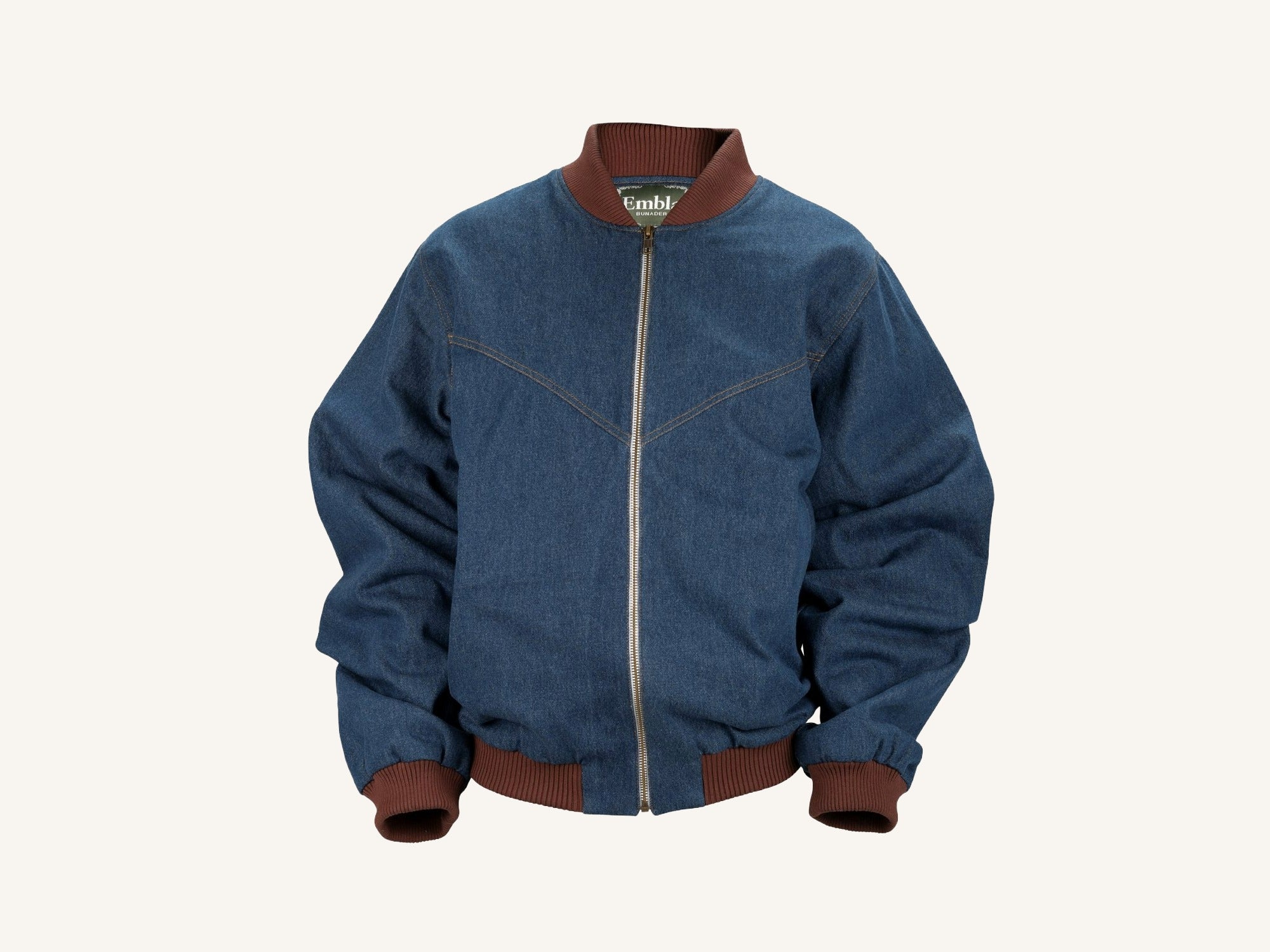 Denim brown collar Bomber Jacket