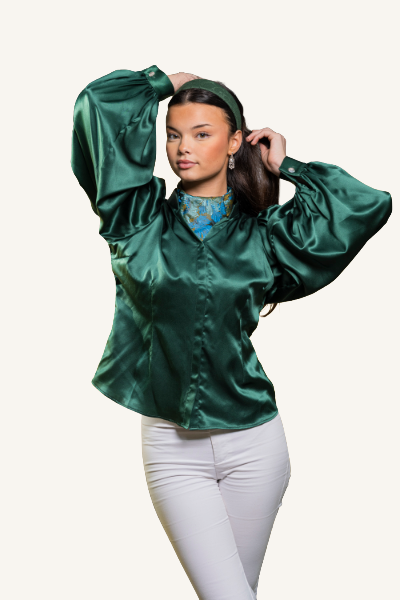 Green silk shirt