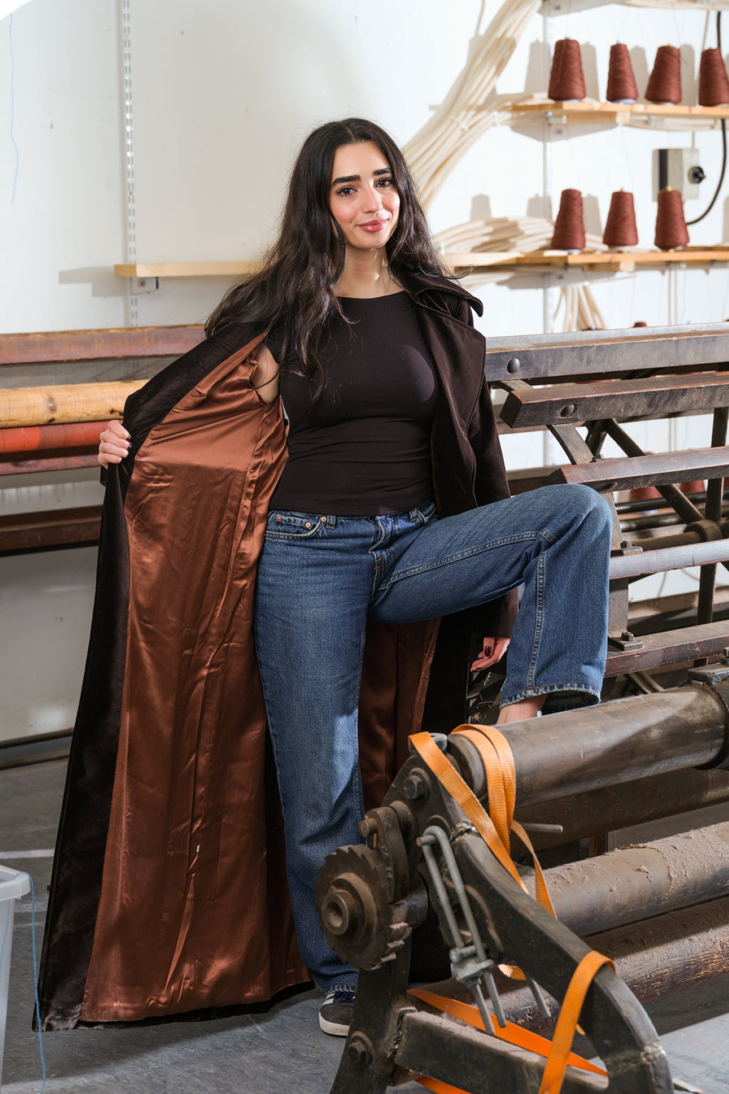 Womens brown velvet coat