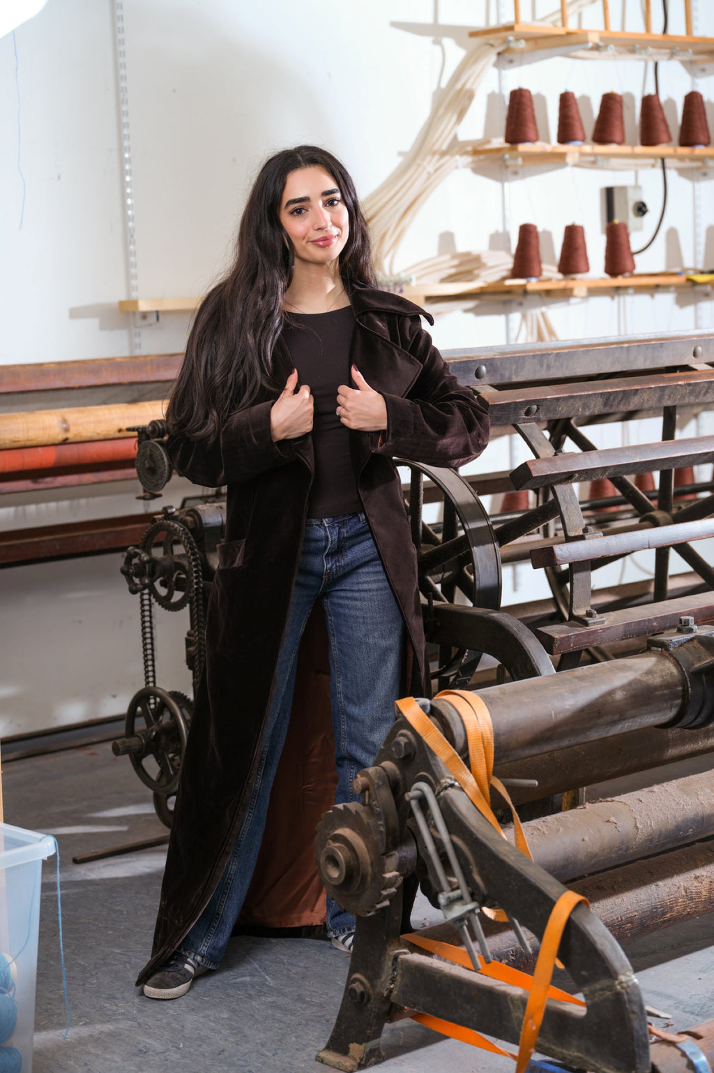 Womens brown velvet coat