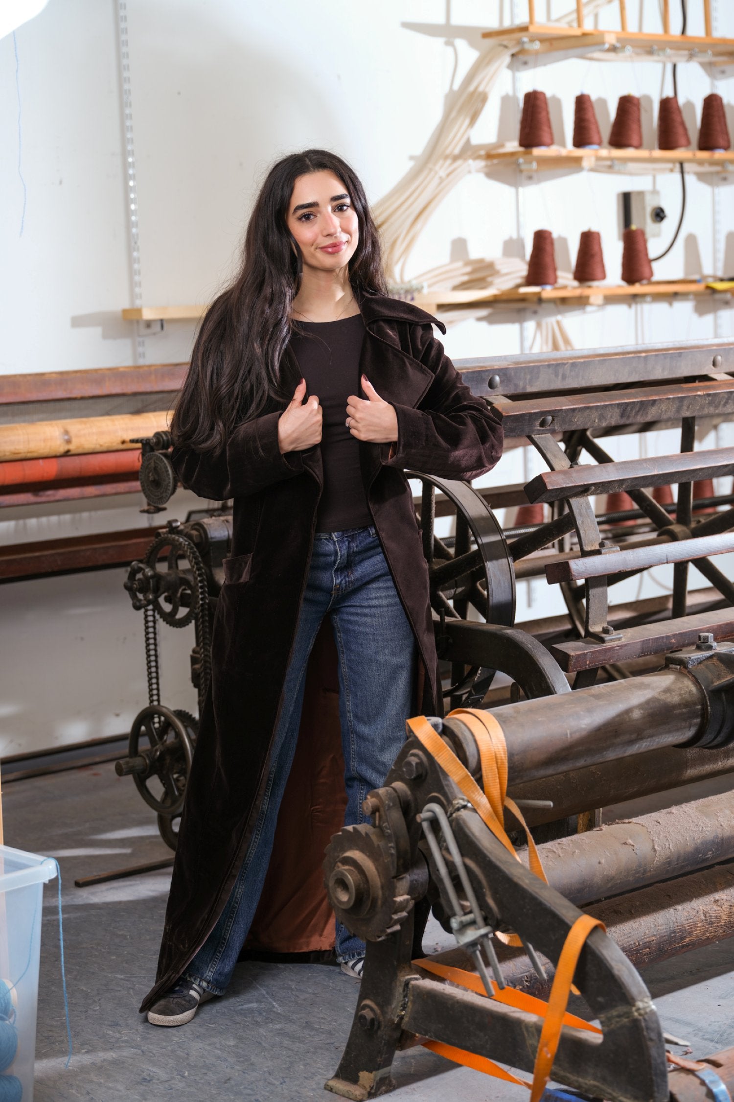 Womens brown velvet coat